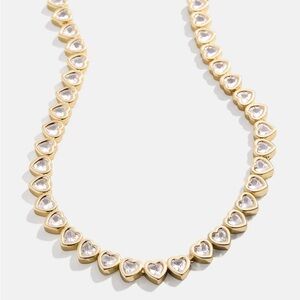 BaubleBar Gold and Crystal Heart Tennis Necklace